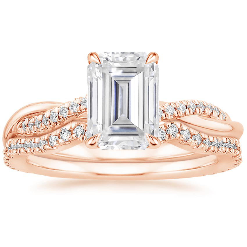 14KR Moissanite Petite Twisted Vine Contoured Diamond Bridal Set (1/3 ct. tw.), top view
