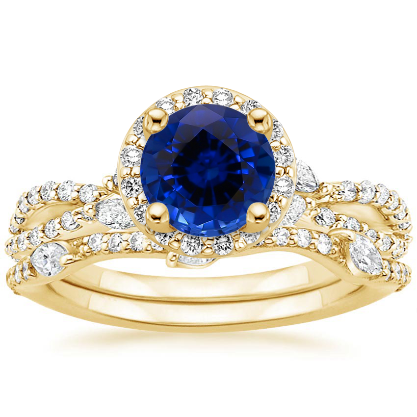 18KY Sapphire Luxe Willow Halo Diamond Bridal Set (5/8 ct. tw.), top view