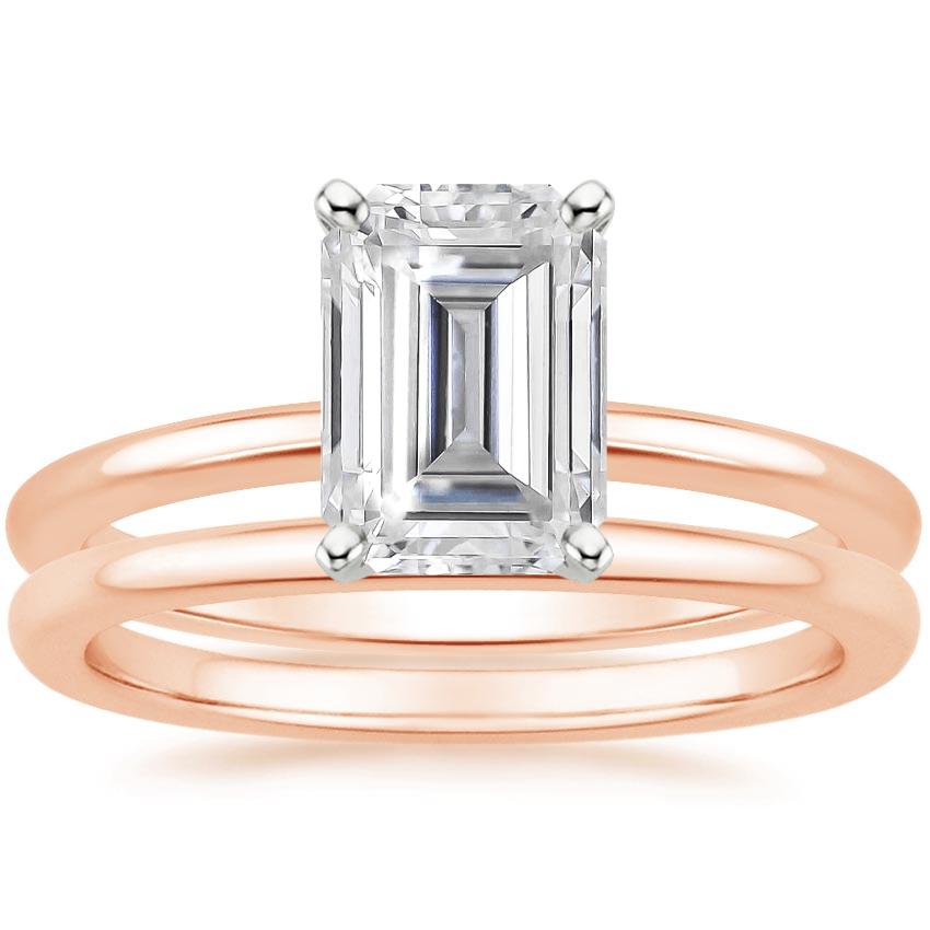 14KR Moissanite Four-Prong Petite Comfort Fit Bridal Set, top view