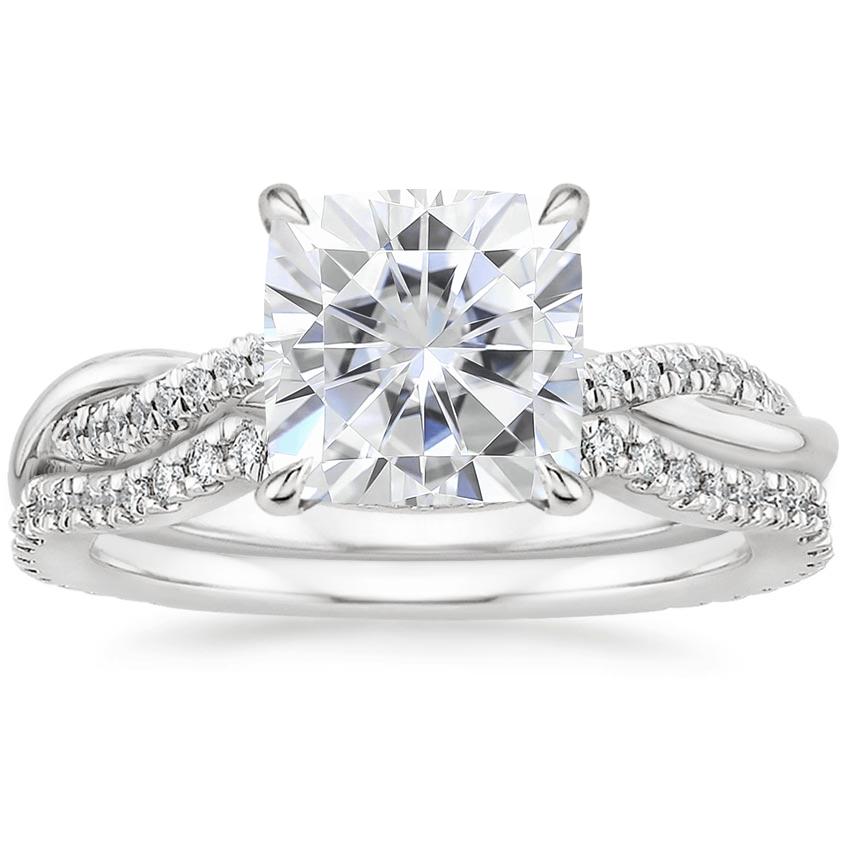 18KW Moissanite Petite Twisted Vine Contoured Diamond Bridal Set (1/3 ct. tw.), top view