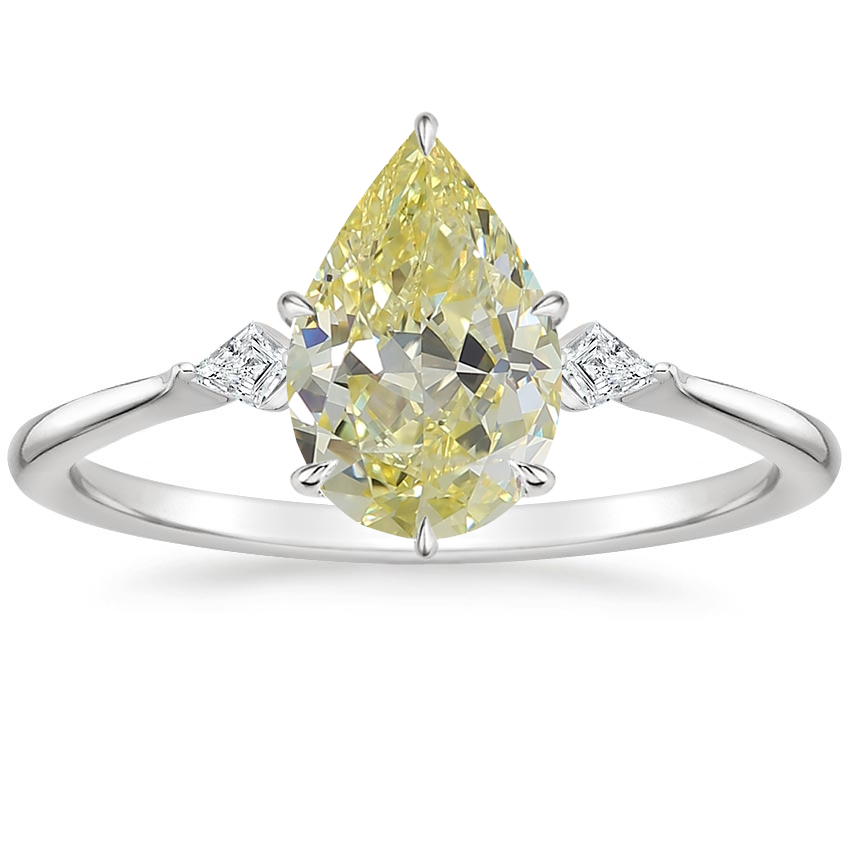 18K White Gold Petite Cometa Three Stone Diamond Ring, large top view