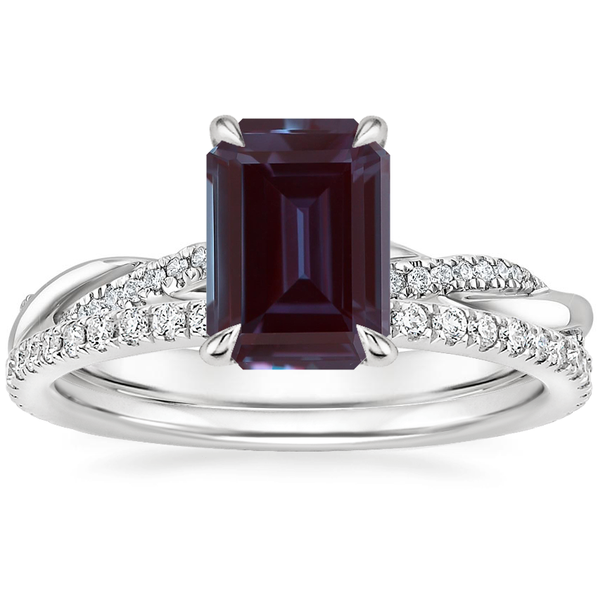 Platinum Petite Twisted Vine Hidden Halo Diamond Ring with Luxe Ballad Diamond Ring (1/4 ct. tw.)