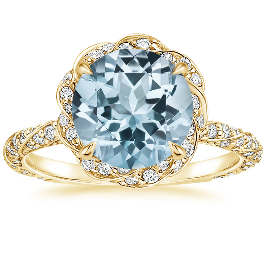 Aquamarine Nova Diamond Ring (1/2 ct. tw.) in 18K Yellow Gold