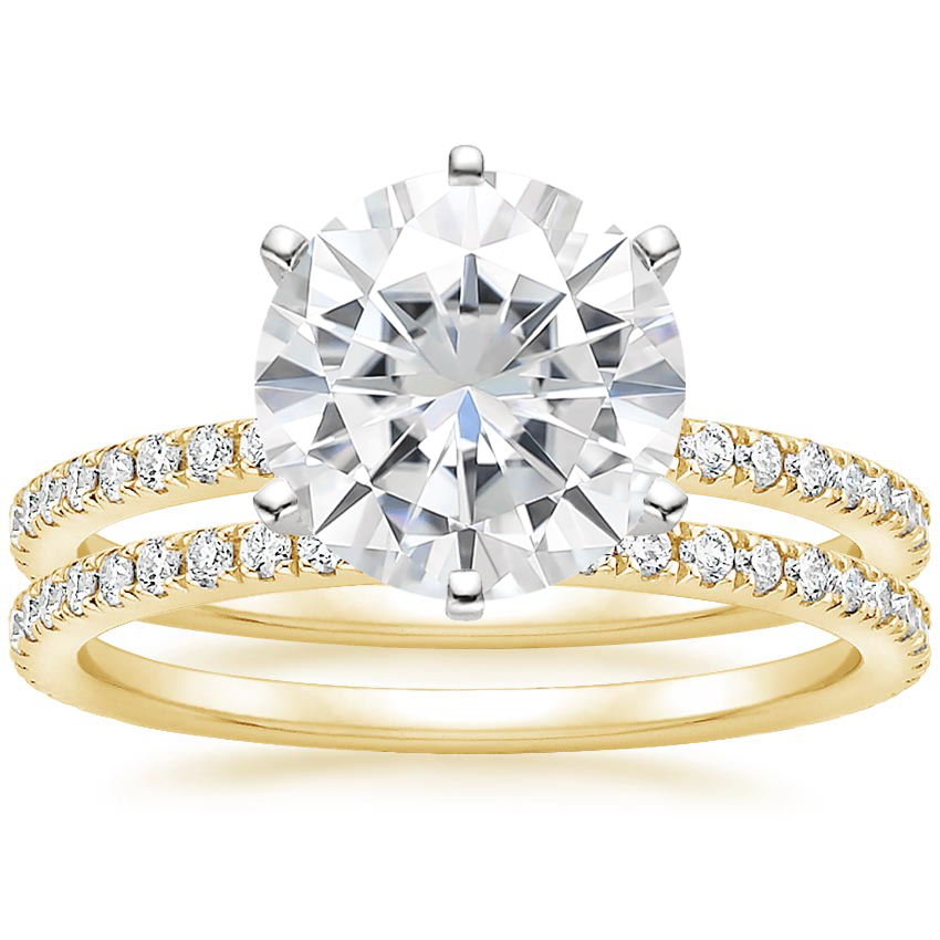 18KY Moissanite Six Prong Luxe Ballad Diamond Ring with Luxe Ballad Diamond Ring (1/4 ct. tw.), top view