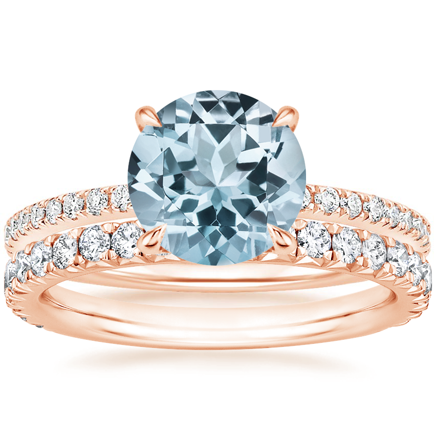 14K Rose Gold Luxe Perfect Fit Diamond Ring (1/4 ct. tw.) with Luxe Amelie Diamond Ring (1/2 ct. tw.)