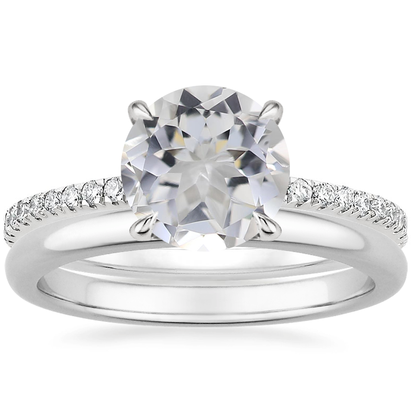 18K White Gold Luxe Viviana Diamond Ring (1/3 ct. tw.) with 2mm Comfort Fit Wedding Ring