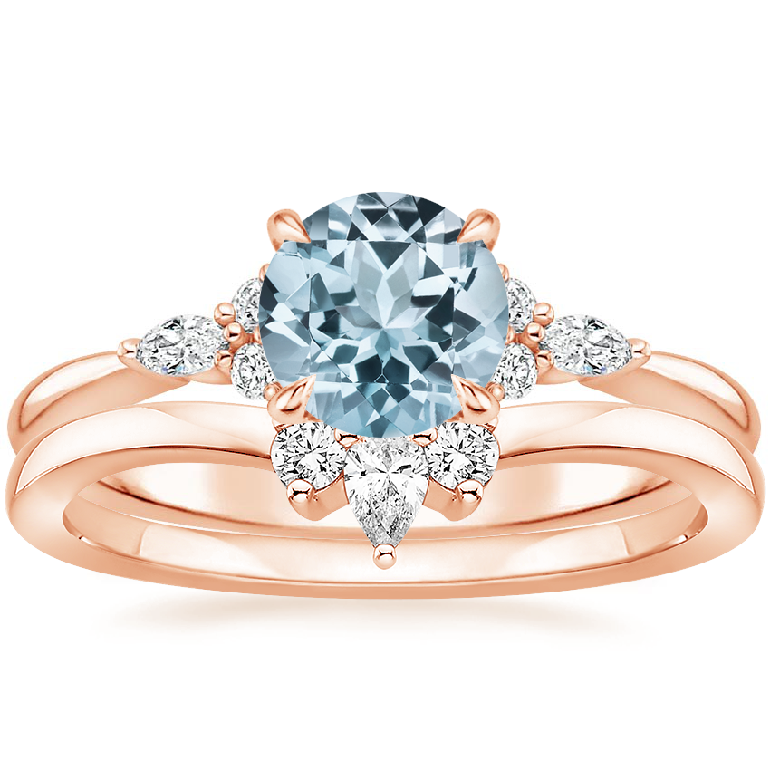 14KR Aquamarine Nadia Diamond Bridal Set, top view