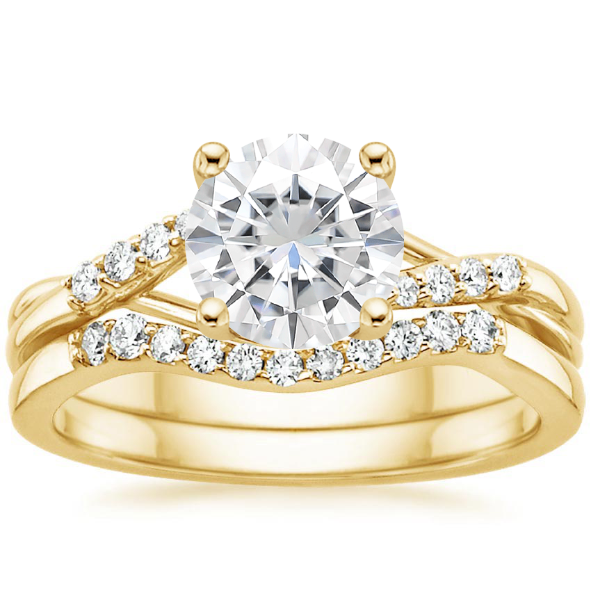 18KY Moissanite Chamise Diamond Bridal Set, top view