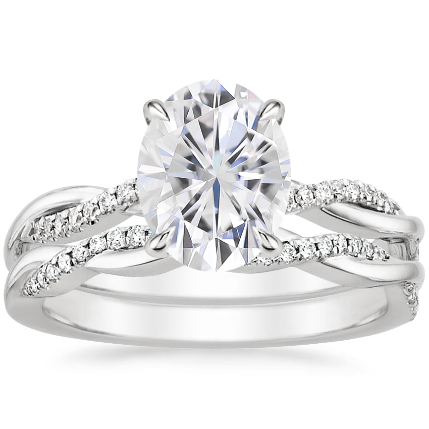 Moissanite Petite Twisted Vine Diamond Bridal Set (1/4 ct. tw.) in 18K ...