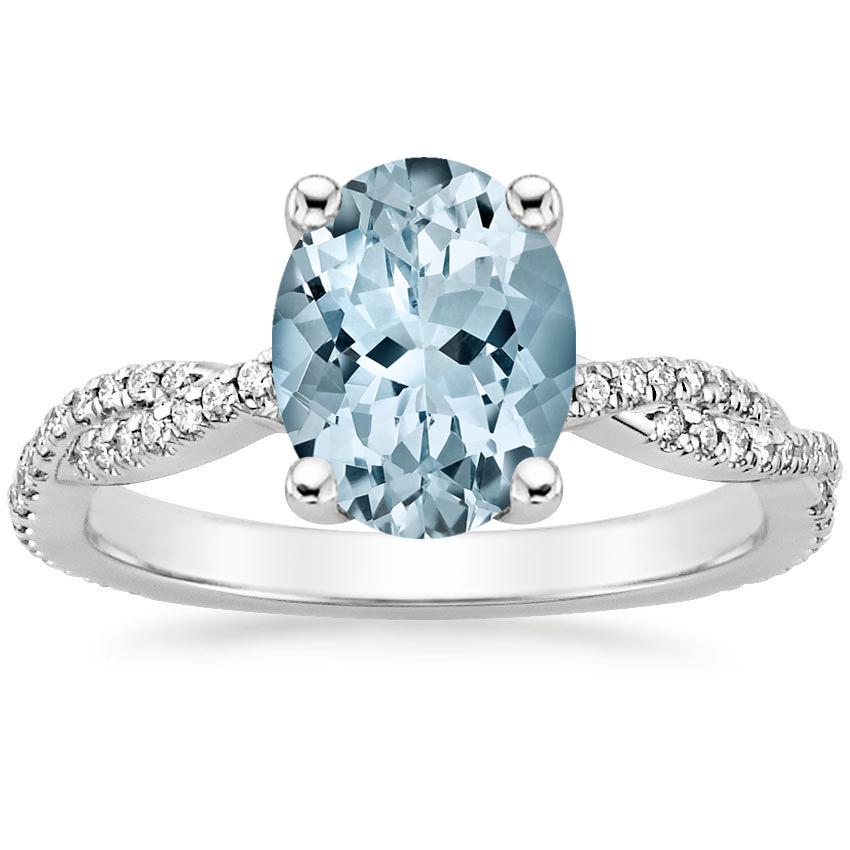 Aquamarine Petite Luxe Twisted Vine Diamond Ring (1/4 ct. tw.) in Platinum