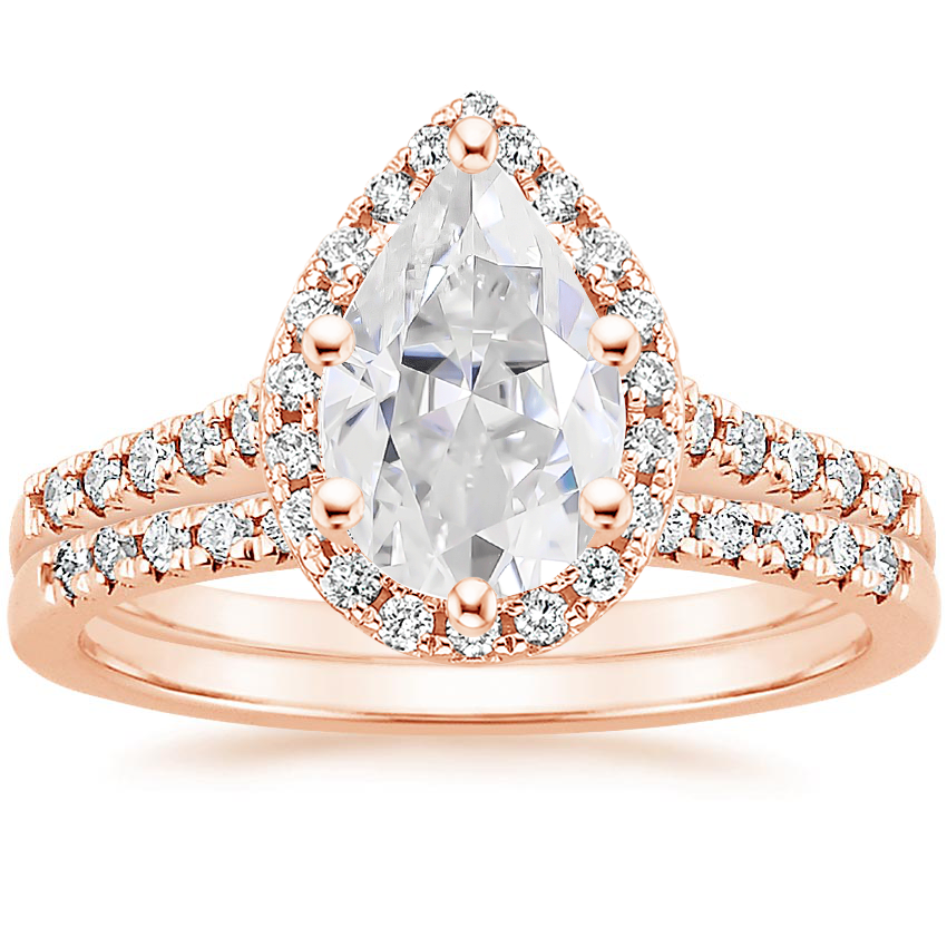 14KR Moissanite Odessa Diamond Ring (1/5 ct. tw.) with Sonora Diamond Ring (1/8 ct. tw.), top view