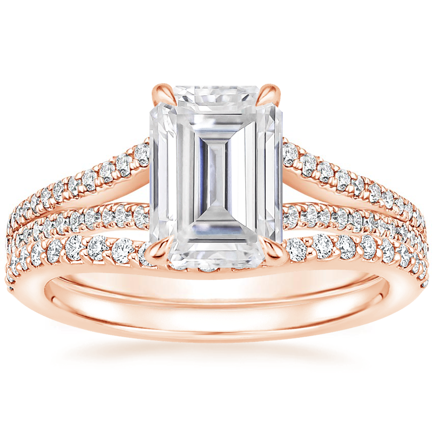 14K Rose Gold Icon Diamond Ring (1/3 ct. tw.) with Curved Diamond Ring (1/6 ct. tw.)