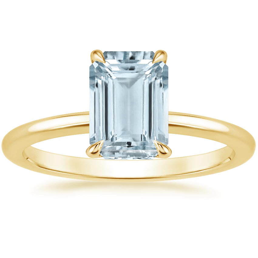 Yellow Gold Aquamarine Petal Diamond Ring