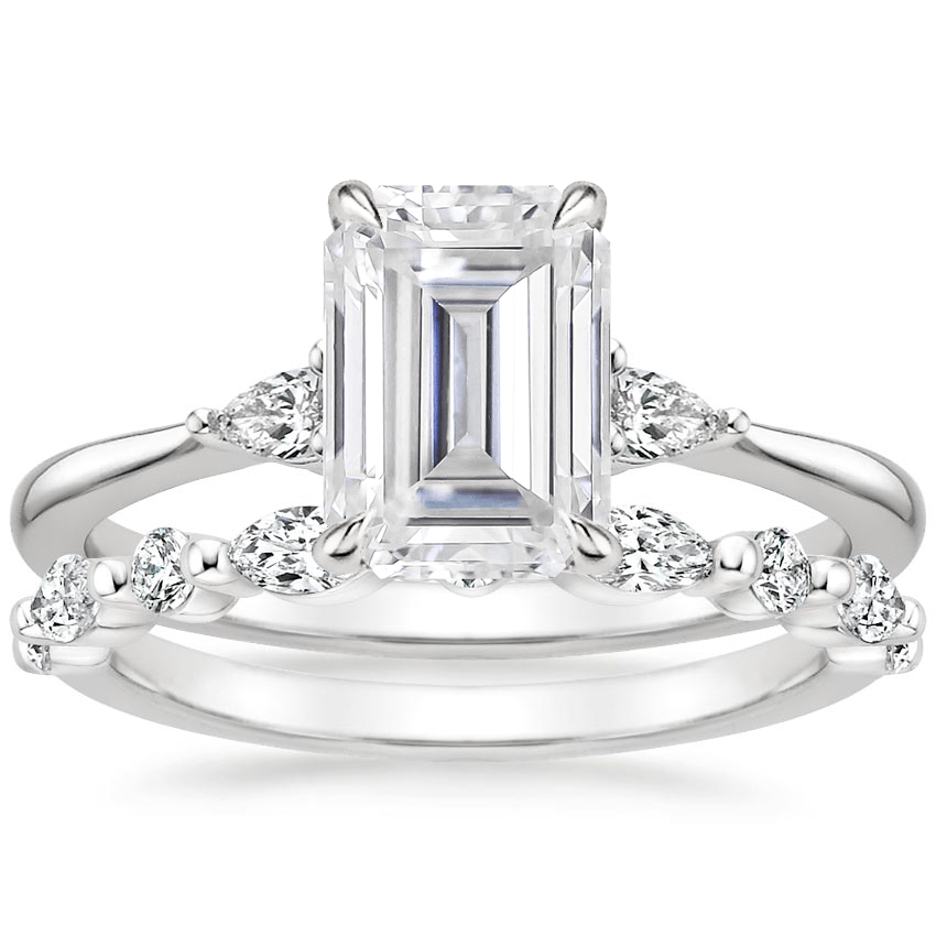 PT Moissanite Aria Diamond Ring (1/10 ct. tw.) with Versailles Diamond Ring (3/8 ct. tw.), top view