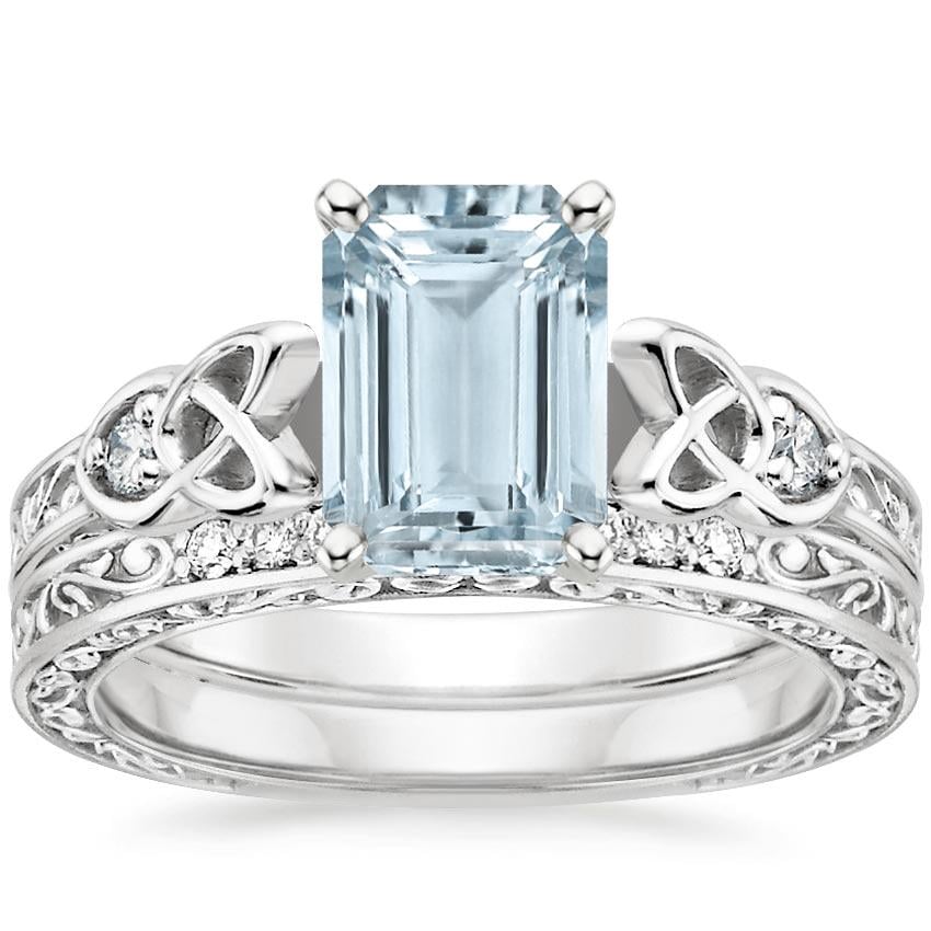 PT Aquamarine Aberdeen Diamond Bridal Set, top view