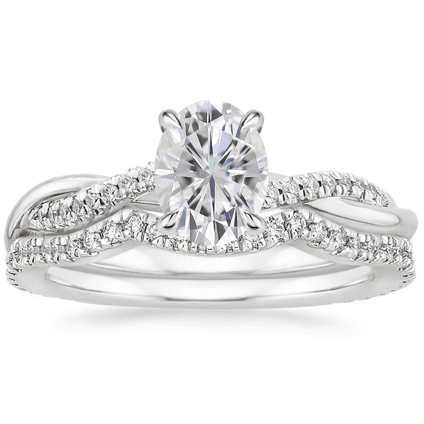 Moissanite Petite Twisted Vine Contoured Diamond Bridal Set (1/3 ct. tw ...