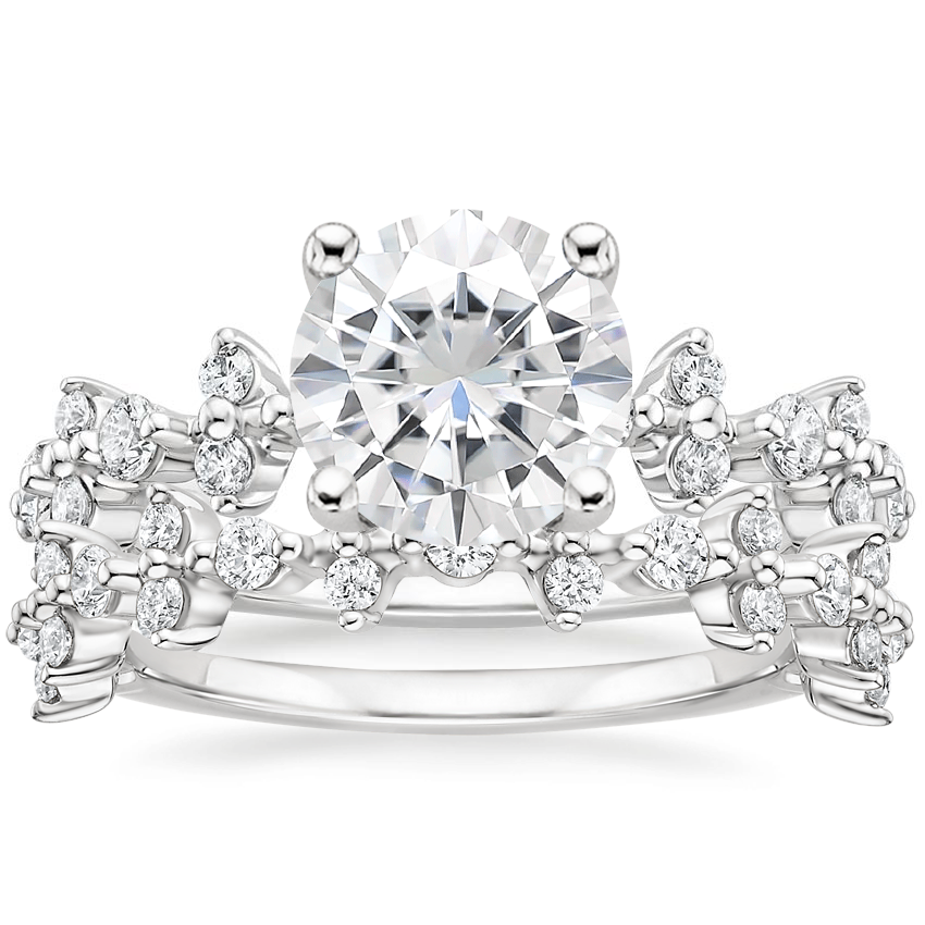 18KW Moissanite Reflection Diamond Bridal Set, top view