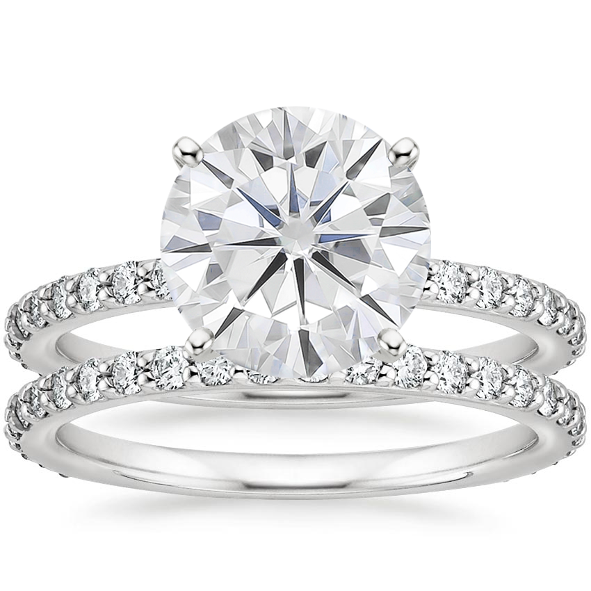 18KW Moissanite Luxe Petite Shared Prong Diamond Bridal Set (3/4 ct. tw.), top view
