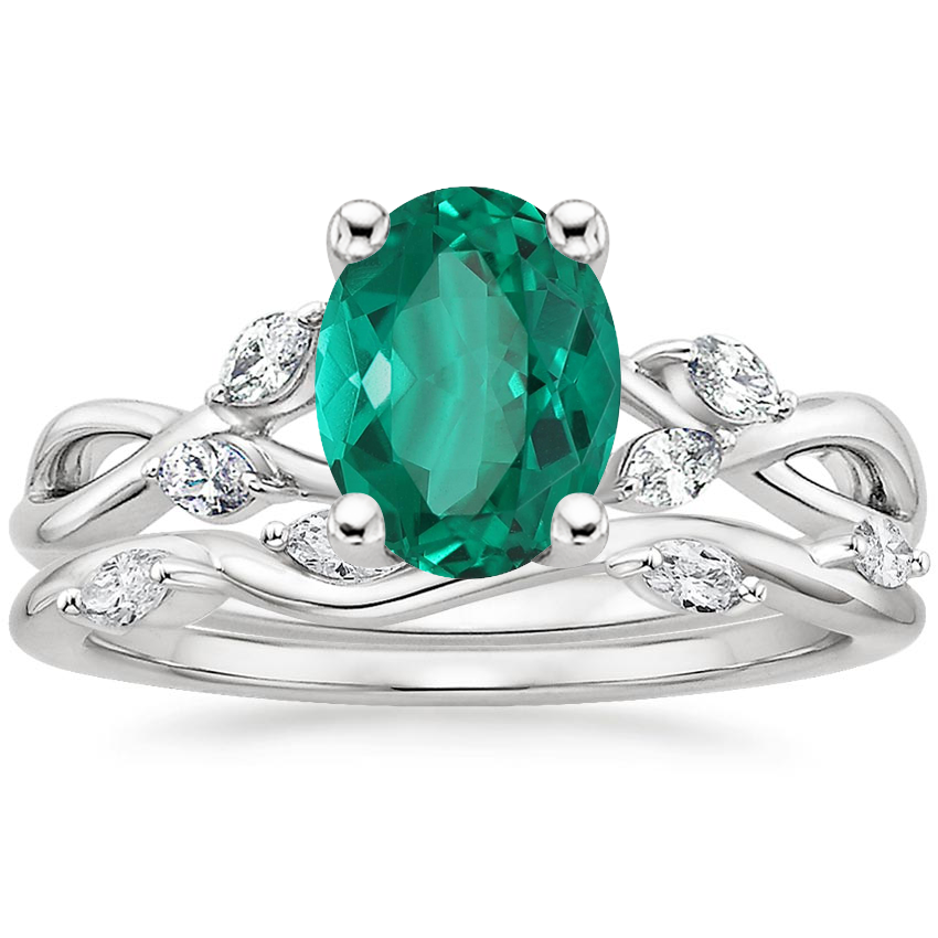 18K White Gold Willow Diamond Ring (1/8 ct. tw.) with Winding Willow Diamond Ring (1/8 ct. tw.)