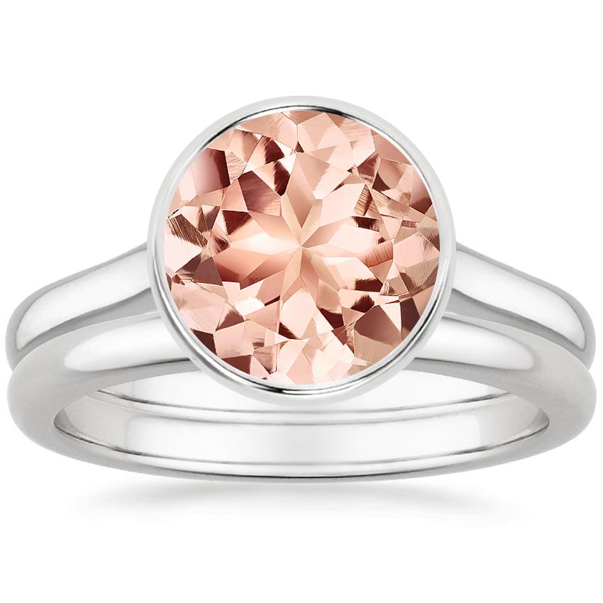 18KW Morganite Luna Bridal Set, top view