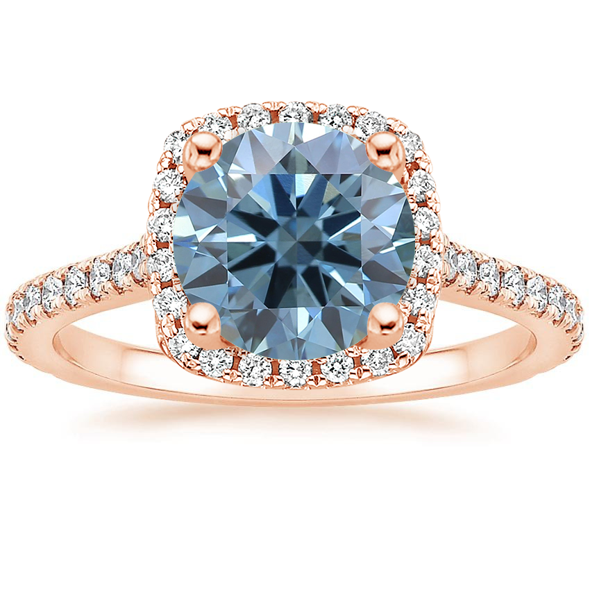 14K Rose Gold Luxe Odessa Halo Diamond Ring, large top view