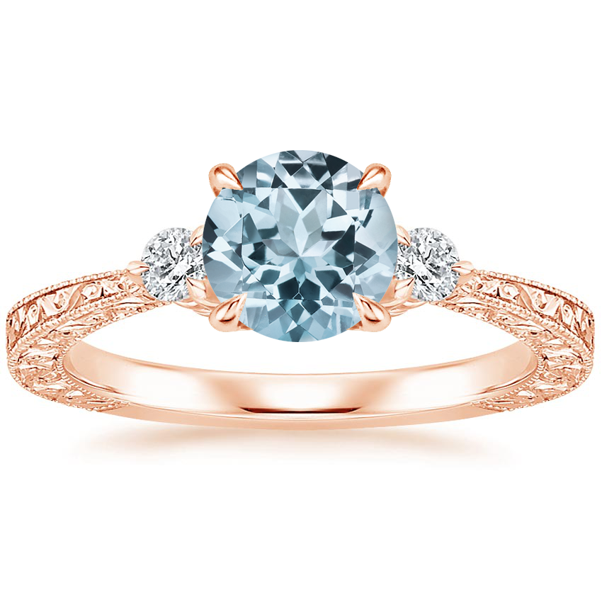 Aquamarine Bristol Diamond Ring in 14K Rose Gold