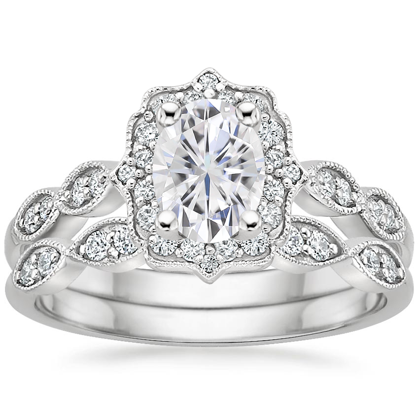 PT Moissanite Cadenza Halo Diamond Bridal Set (1/4 ct. tw.), top view