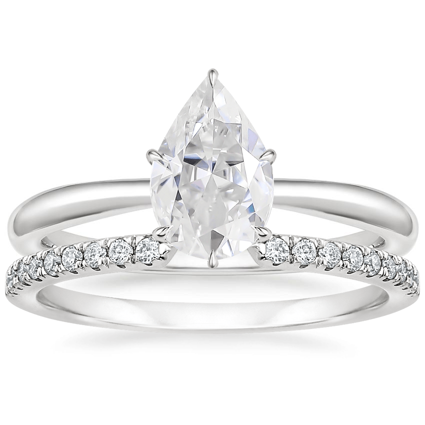 PT Moissanite Freesia Ring with Sia Diamond Open Ring, top view