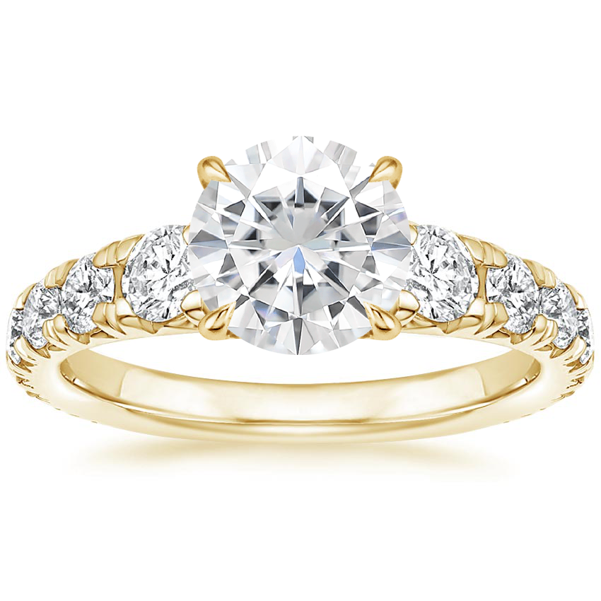 Yellow Gold Moissanite Tapered Luxe Sienna Diamond Ring