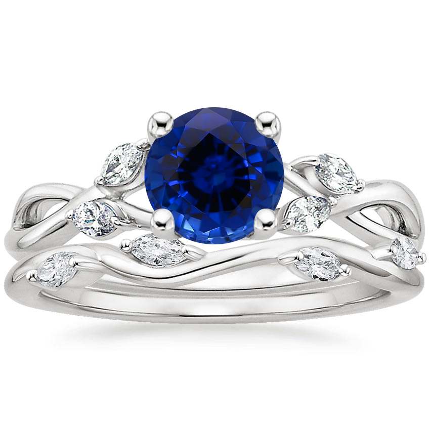 PT Sapphire Willow Diamond Ring (1/8 ct. tw.) with Winding Willow Diamond Ring (1/8 ct. tw.), top view