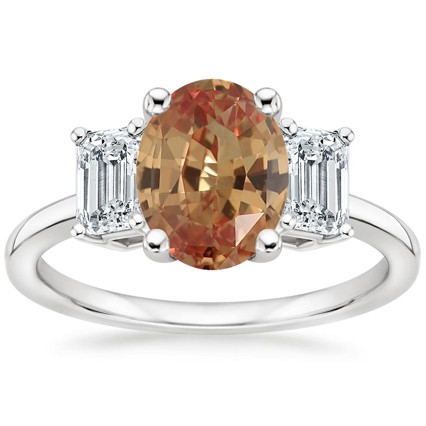 18K White Gold Luxe Rhiannon Three Stone Diamond Ring (3/4 ct. tw.), large top view
