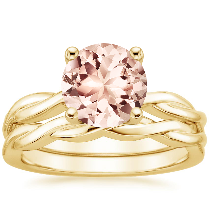 18KY Morganite Twisted Vine Bridal Set, top view