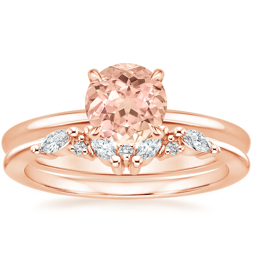 14K Rose Gold Flower Petal Diamond Ring with Yvette Diamond Ring