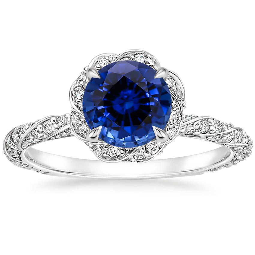 Lab Grown Sapphire Nova Halo Diamond Ring (1/2 ct. tw.) in 14K White Gold