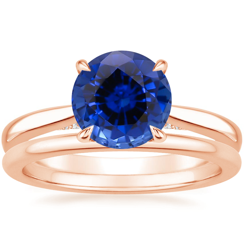 14K Rose Gold Dawn Diamond Ring with Petite Comfort Fit Wedding Ring