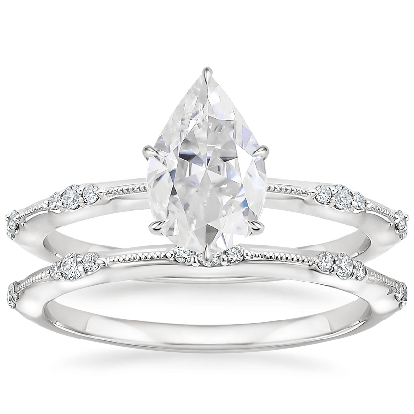 18KW Moissanite Alena Diamond Bridal Set, top view