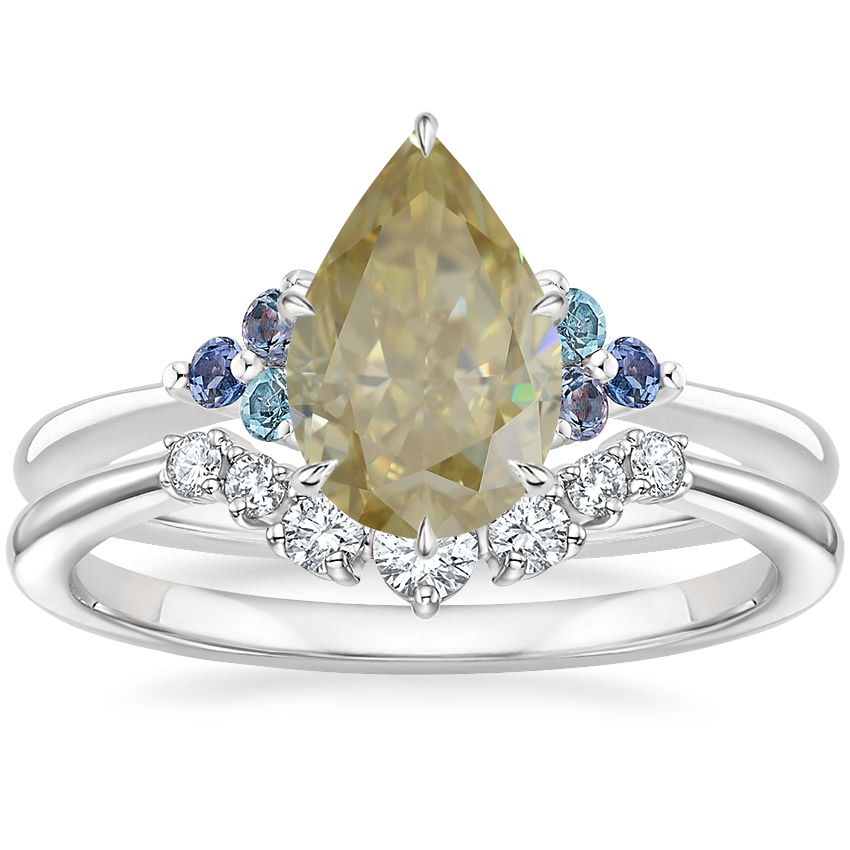 18K White Gold Indigo Melody Diamond Ring with Aria Contoured Diamond Ring 1 6 ct. tw