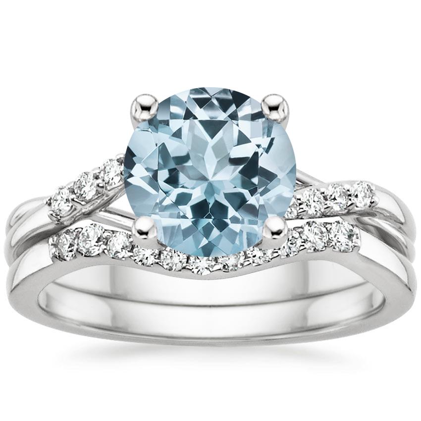 18KW Aquamarine Chamise Diamond Bridal Set, top view