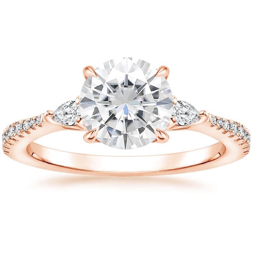 Rose Gold Moissanite Tapered Luxe Aria Diamond Ring (1/5 ct. tw.)