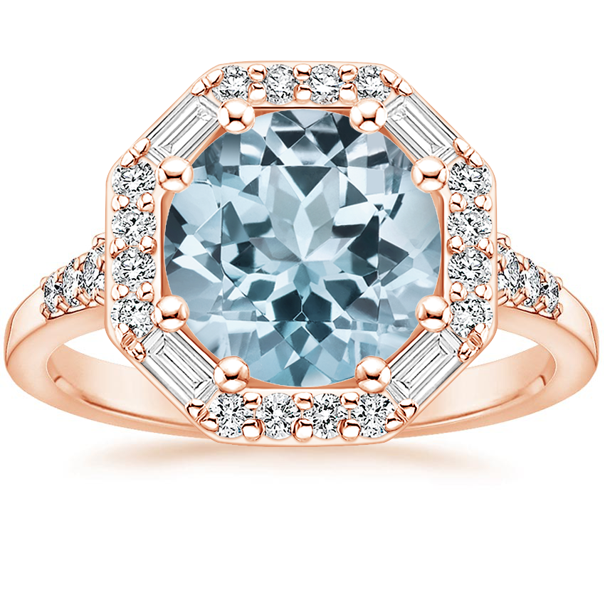 Aquamarine Octavia Diamond Ring (1/3 ct. tw.) in 14K Rose Gold