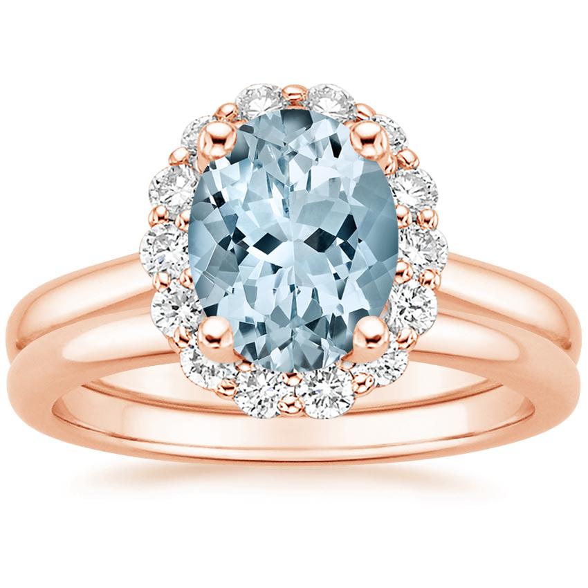 14KR Aquamarine Lotus Flower Diamond Bridal Set (1/4 ct. tw.), top view