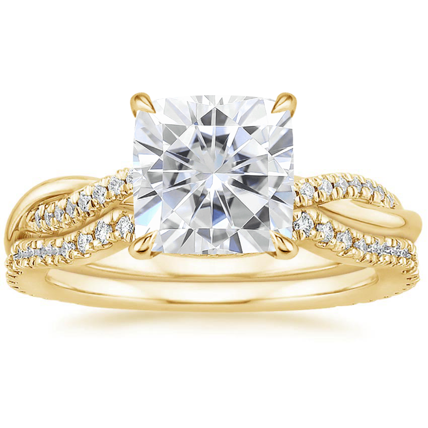 18KY Moissanite Petite Twisted Vine Contoured Diamond Bridal Set (1/3 ct. tw.), top view