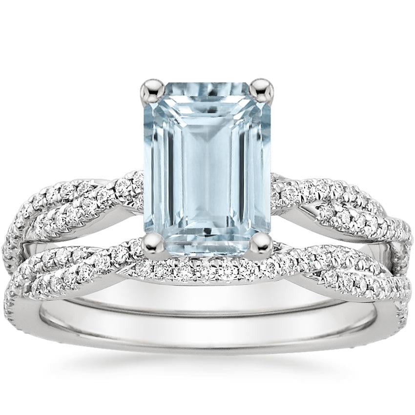 18KW Aquamarine Petite Luxe Twisted Vine Bridal Set (1/2 ct. tw.), top view