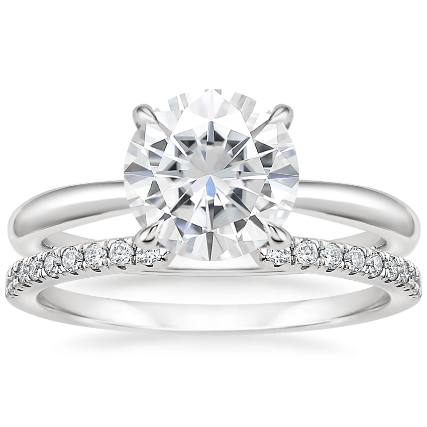 PT Moissanite Freesia Ring with Sia Diamond Open Ring, top view