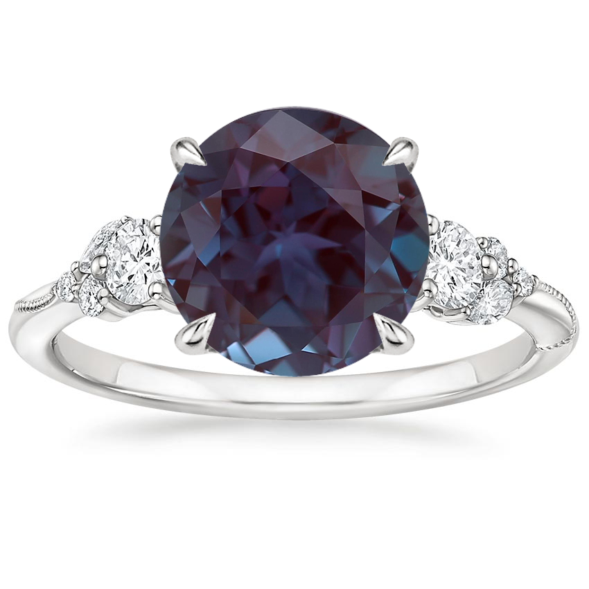 18K White Gold Camellia Three Stone Diamond Ring (1/3 ct. tw.), large top view