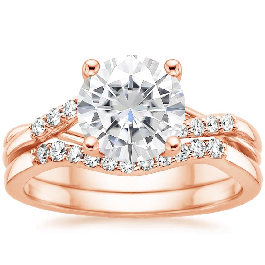 14KR Moissanite Chamise Diamond Bridal Set, top view