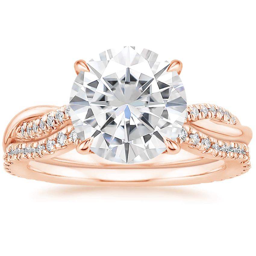 14KR Moissanite Petite Twisted Vine Contoured Diamond Bridal Set (1/3 ct. tw.), top view