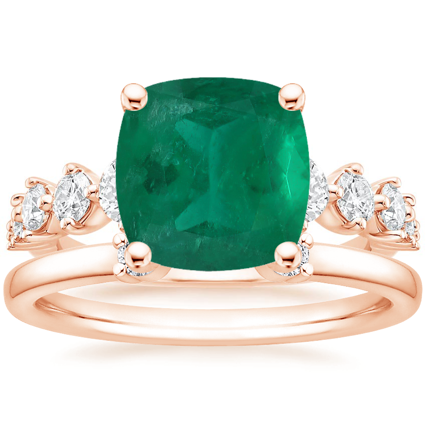 14K Rose Gold Echo Diamond Ring with Wren Diamond Open Ring