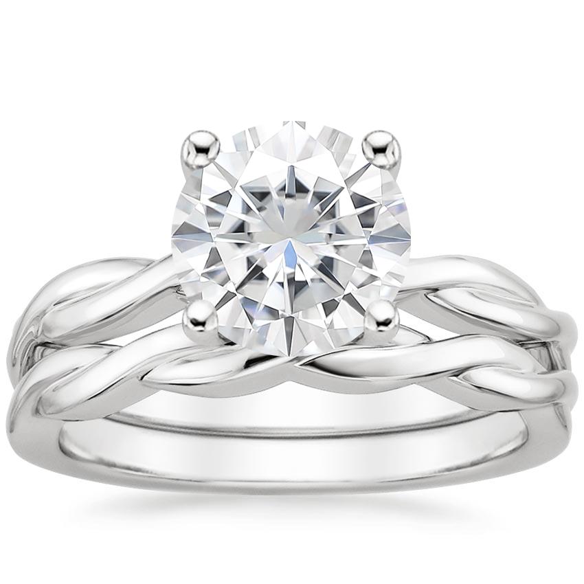18KW Moissanite Twisted Vine Bridal Set, top view