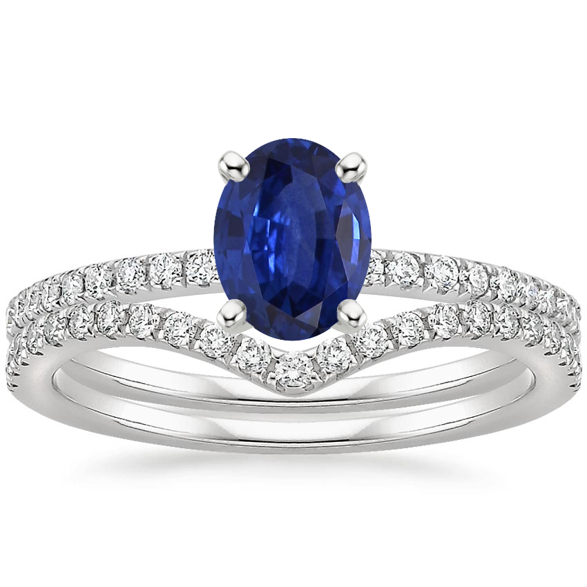 PT Sapphire Ballad Diamond Ring (1/8 ct. tw.) with Flair Diamond Ring (1/6 ct. tw.), top view